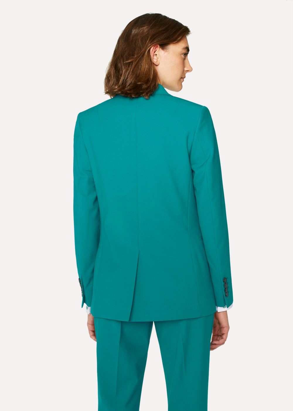 Paul Smith Womens's Turquoise Two-Button Wool-Blend Blazer Clothing