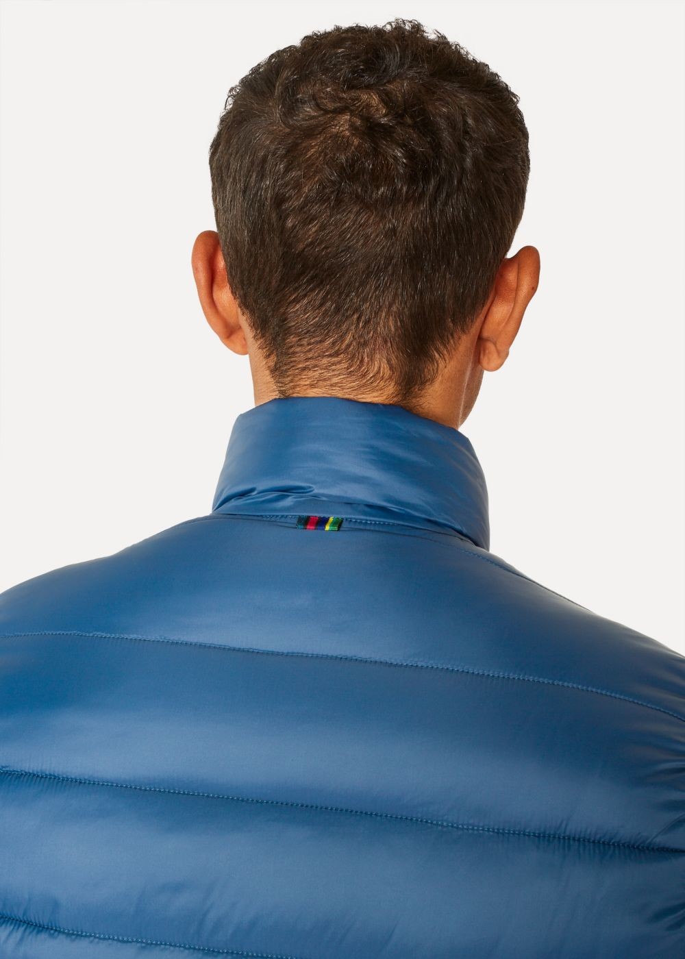 Paul Smith Men's Blue Quilted coat With Reflective Zebra Logo