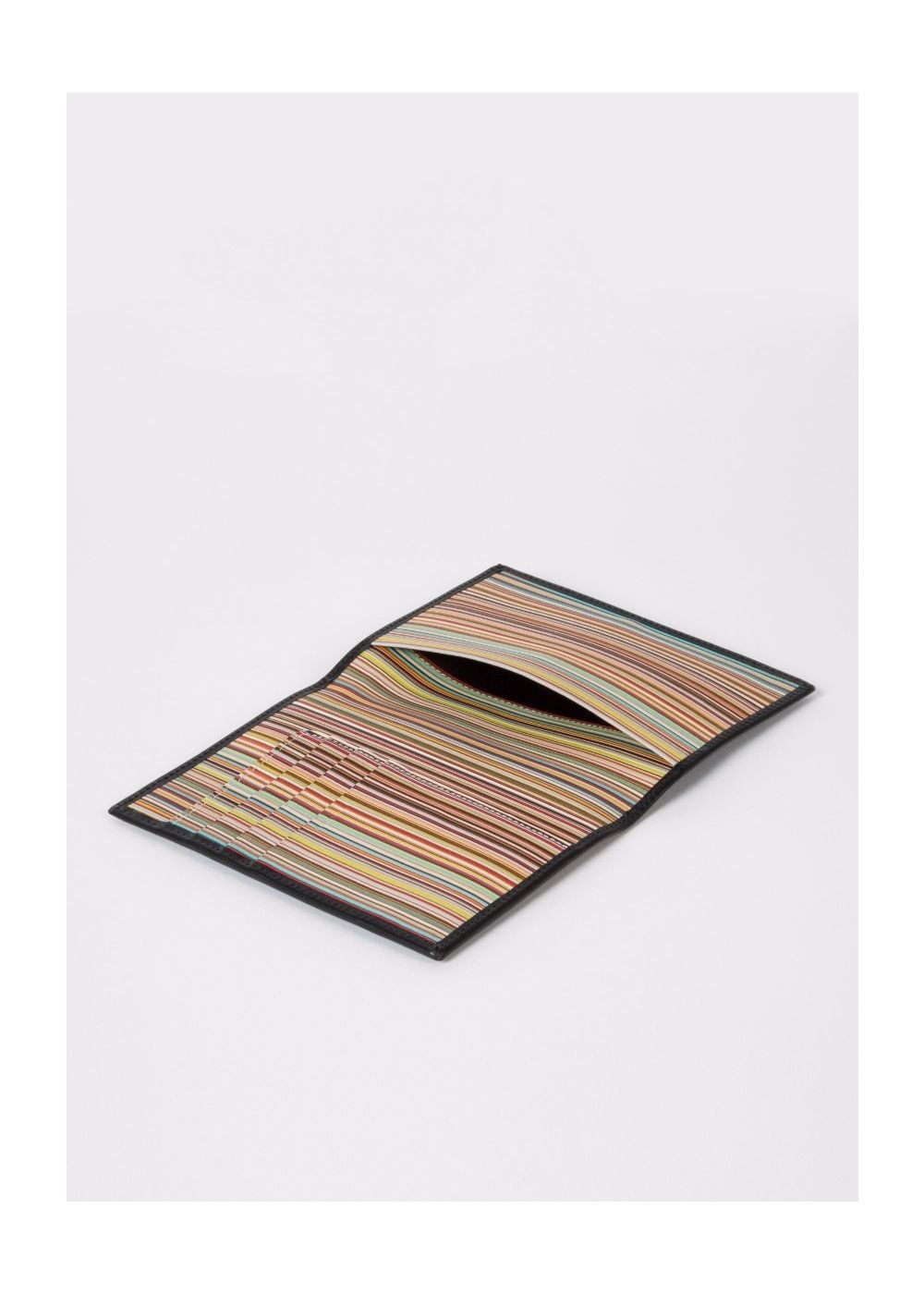 Paul Smith Black Leather Signature Stripe Interior Passport Cover Men