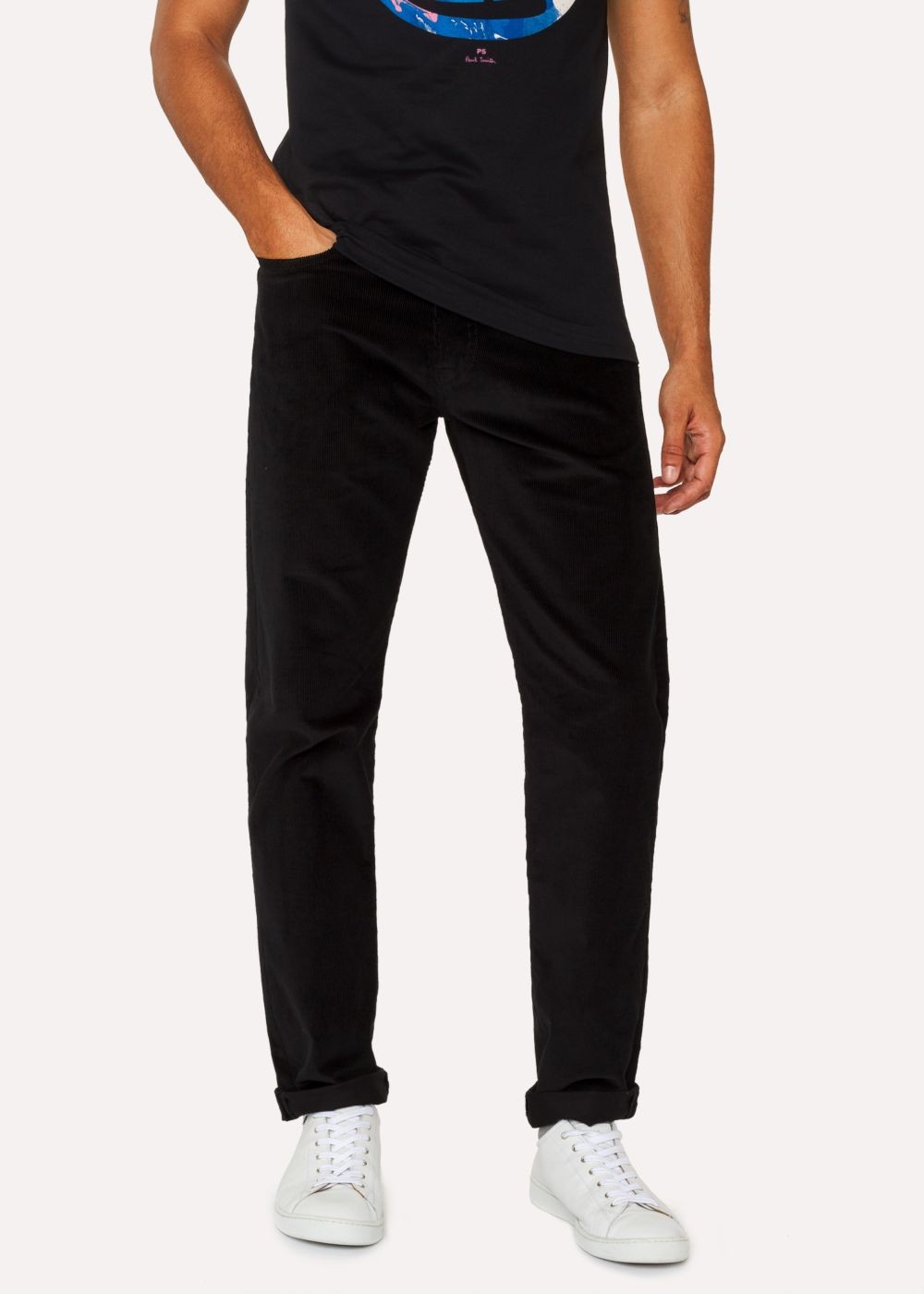 Paul Smith Men's Tapered-Fit Black Corduroy Pants
