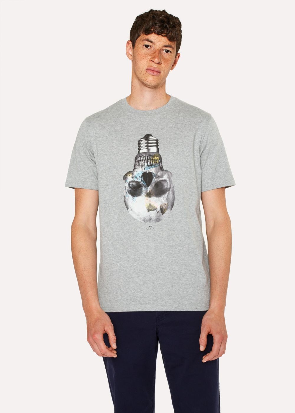 Paul Smith Men's Grey 'skull Bulb' Print Organic-Cotton TShirts
