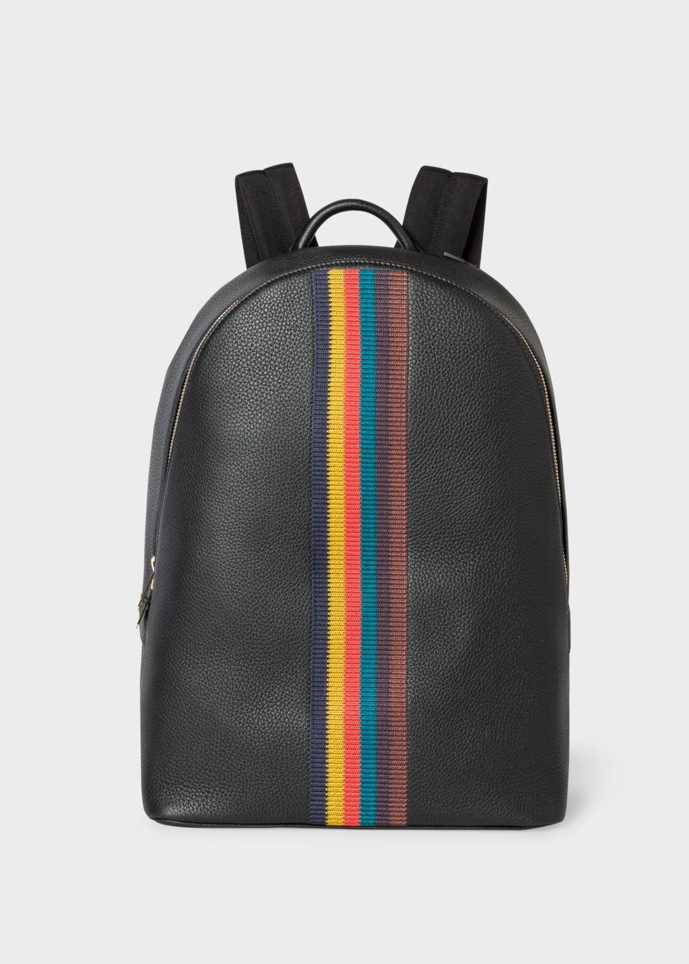 Paul Smith Mens's Black Leather 'bright Stripe' Backpack