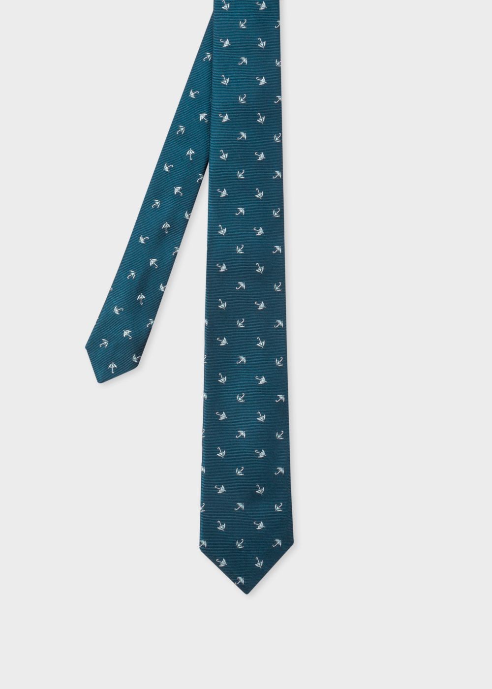 Paul Smith Mens's Petrol 'umbrella' Motif Narrow Silk Tie
