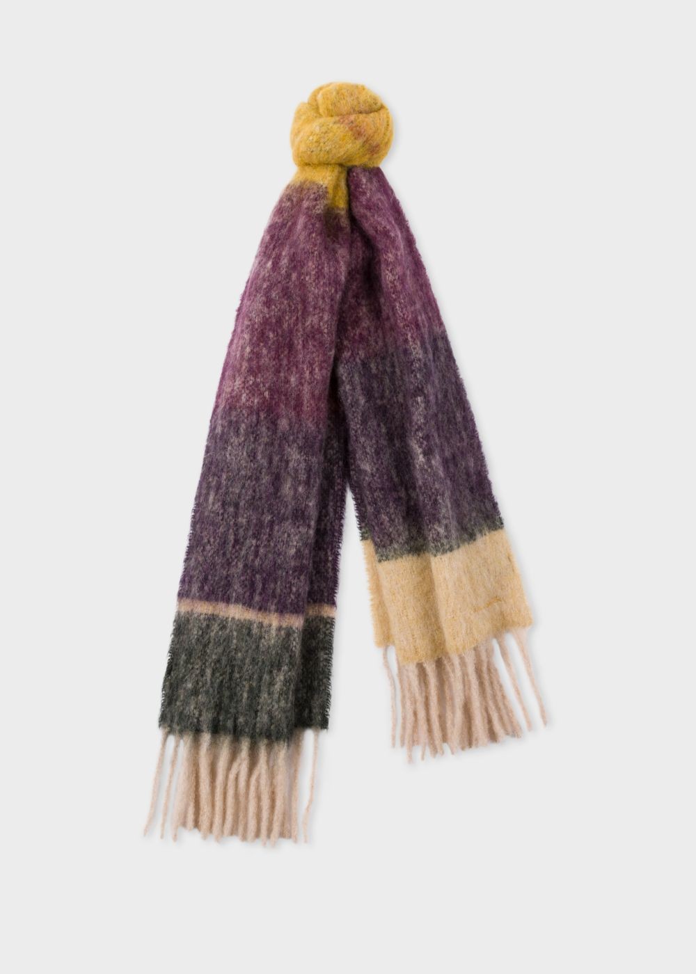 Paul Smith Lady's Yellow And Beige Border Alpaca-Blend Scarf