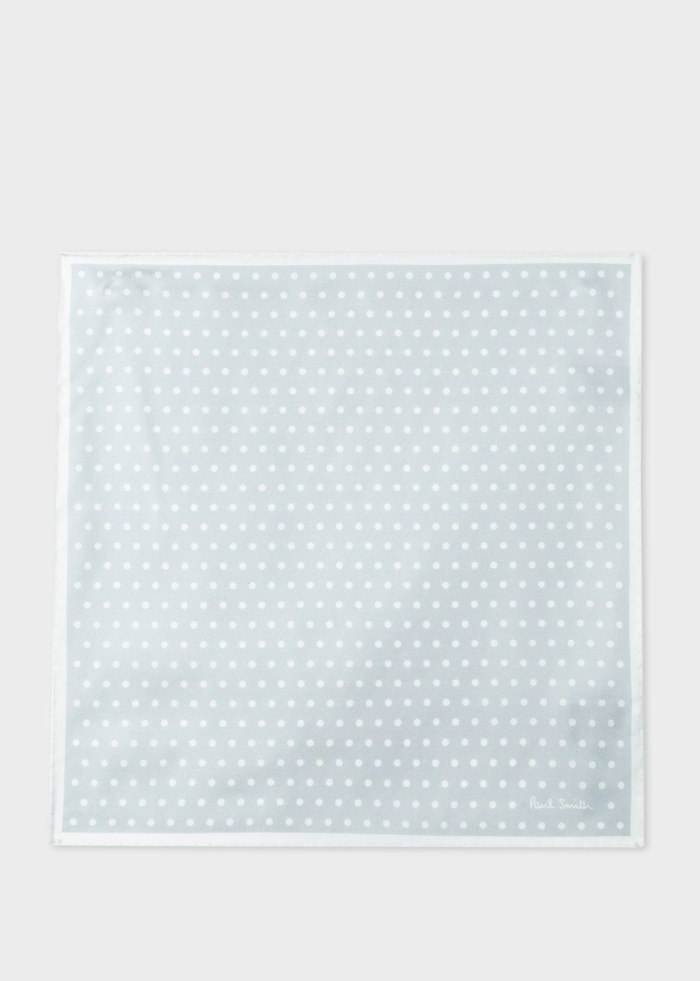 Paul Smith Men's Light Grey Polka Dot Silk Pocket Square Accessories