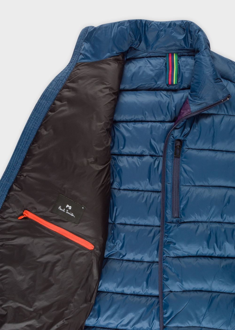 Paul Smith Men's Blue Quilted coat With Reflective Zebra Logo