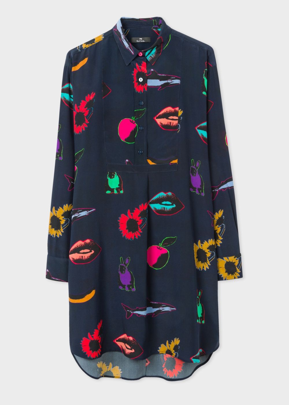 Paul Smith Women's Navy 'artful Lives' Print Silk Shirts Dress