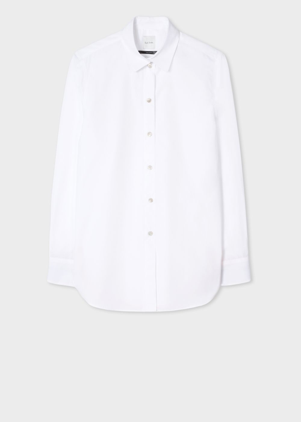 Paul Smith Womens's White Cotton-Twill Shirts With 'artist Stripe' Cuff Linings And Charm Button