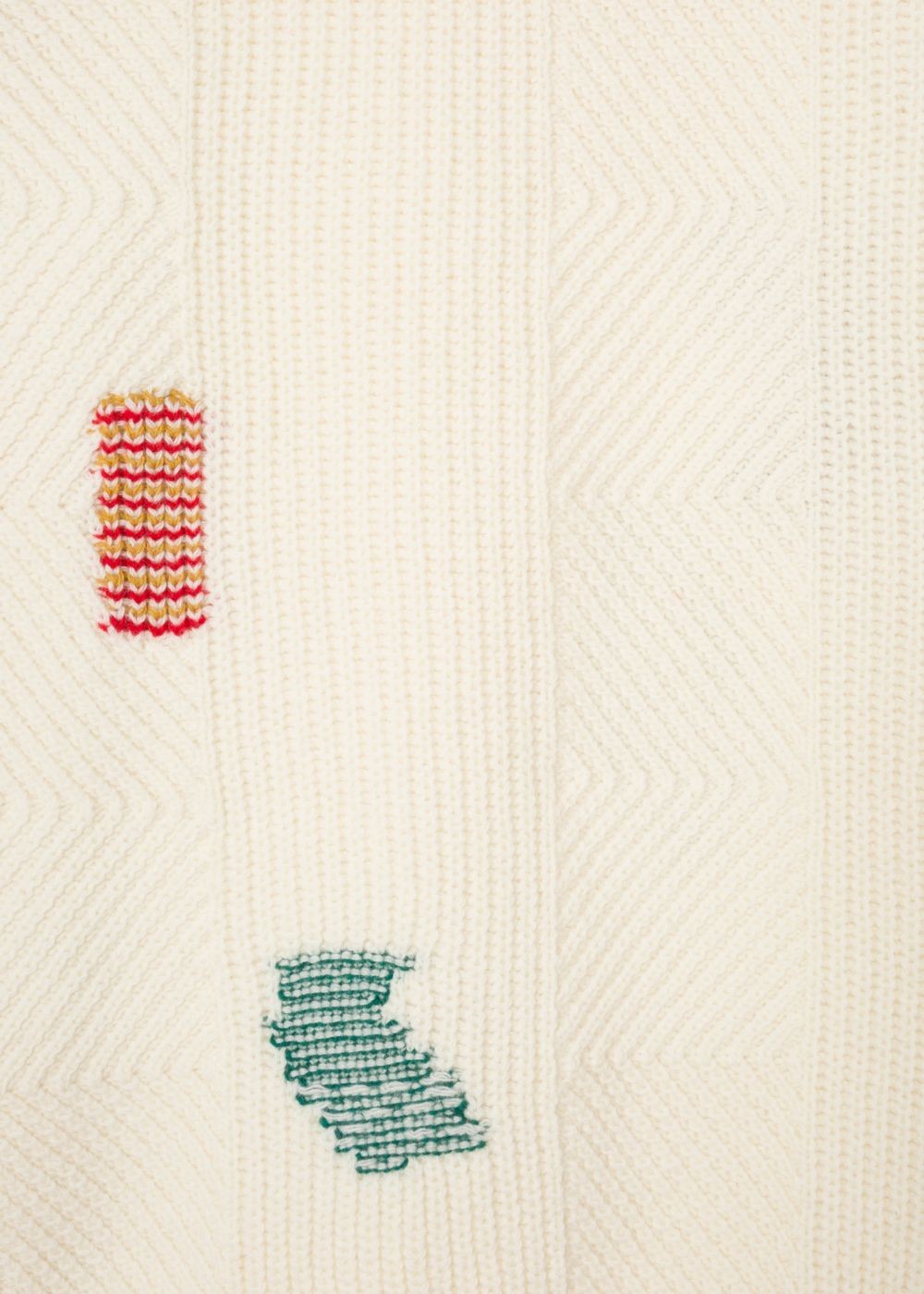 Paul Smith Mens's Ecru Wool-Blend Ribbed Sweater With Darning Detail