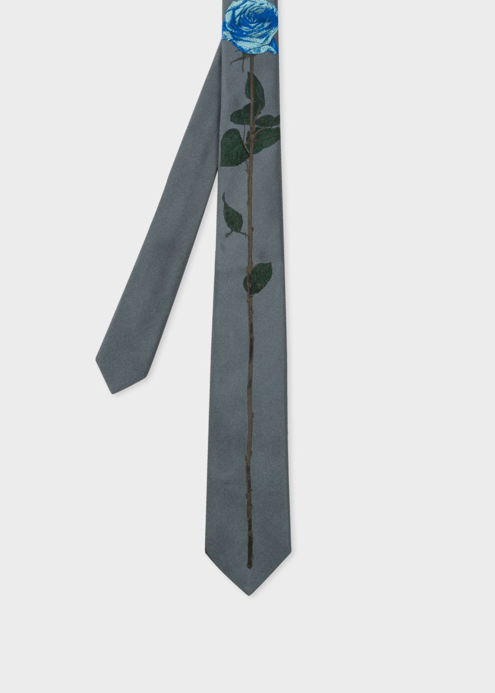 Paul Smith Mens's Slate Grey Rose Jacquard Narrow Silk Tie
