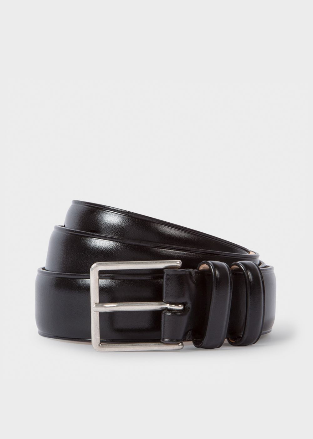 Paul Smith Men's Black Leather Double Keeper Classic Suit Belt