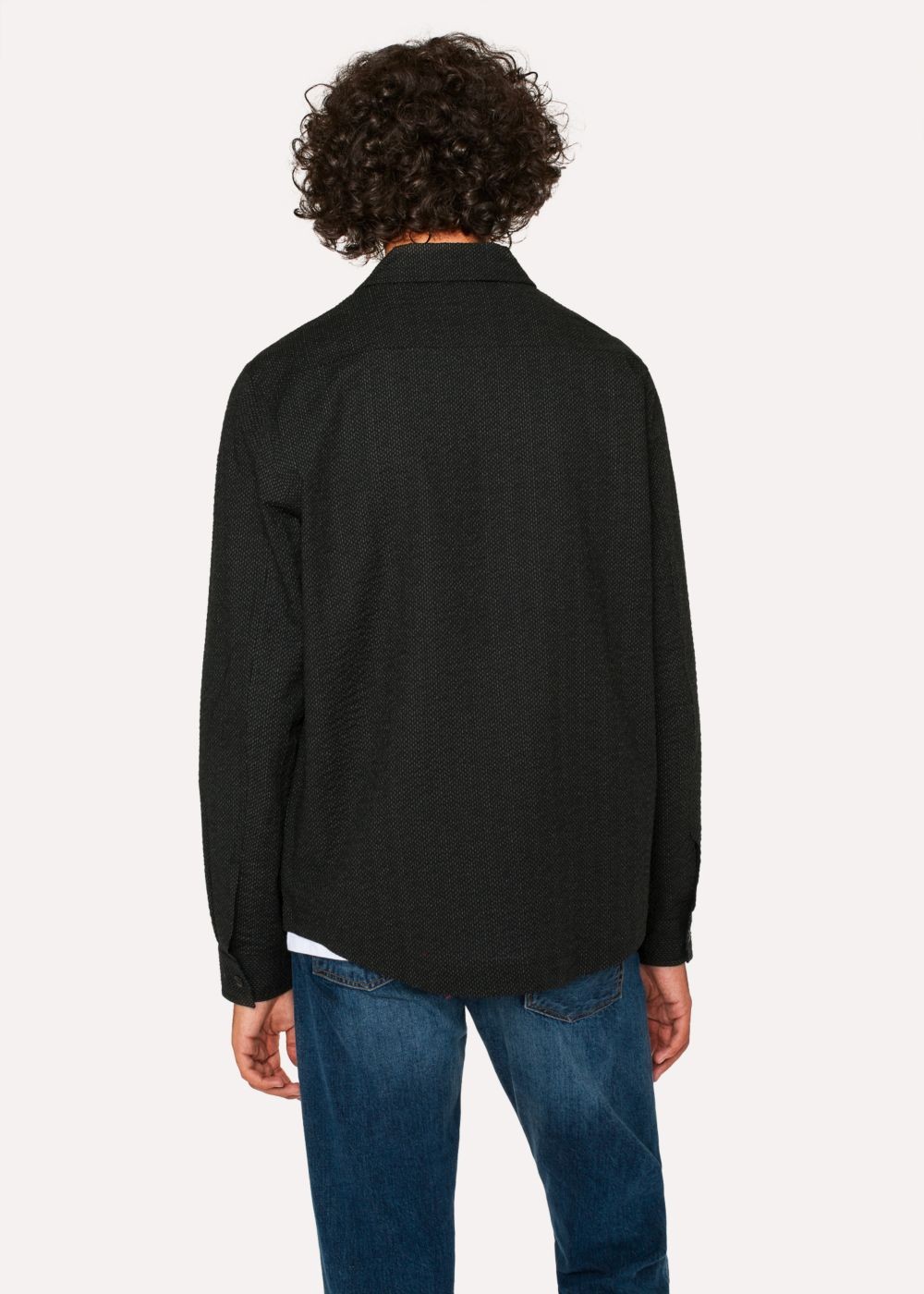 Paul Smith Mens's Classic-Fit Black Dotted Line Seersucker Patch-Pocket Tshirts