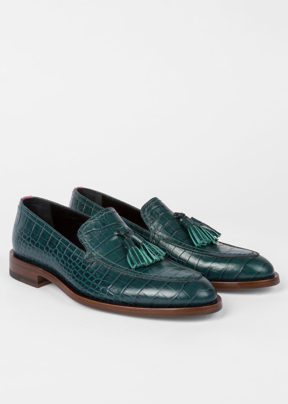 Paul Smith Lady'S Teal Mock-Croc Leather 'Alexis' Loafers Sneakers