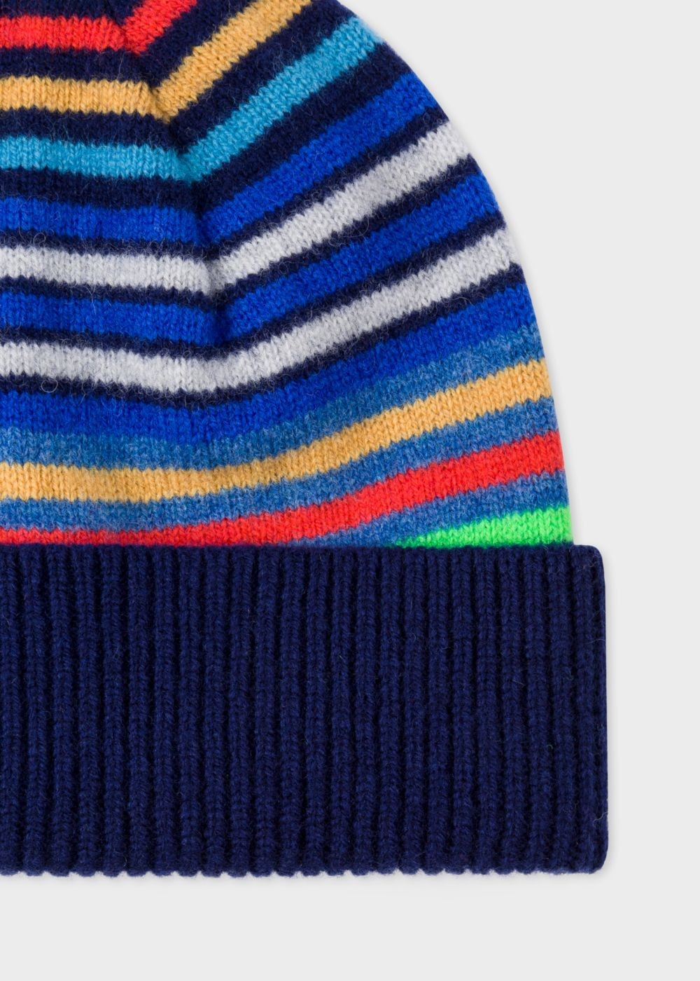 Paul Smith Men's Navy Striped Wool Beanie Cap