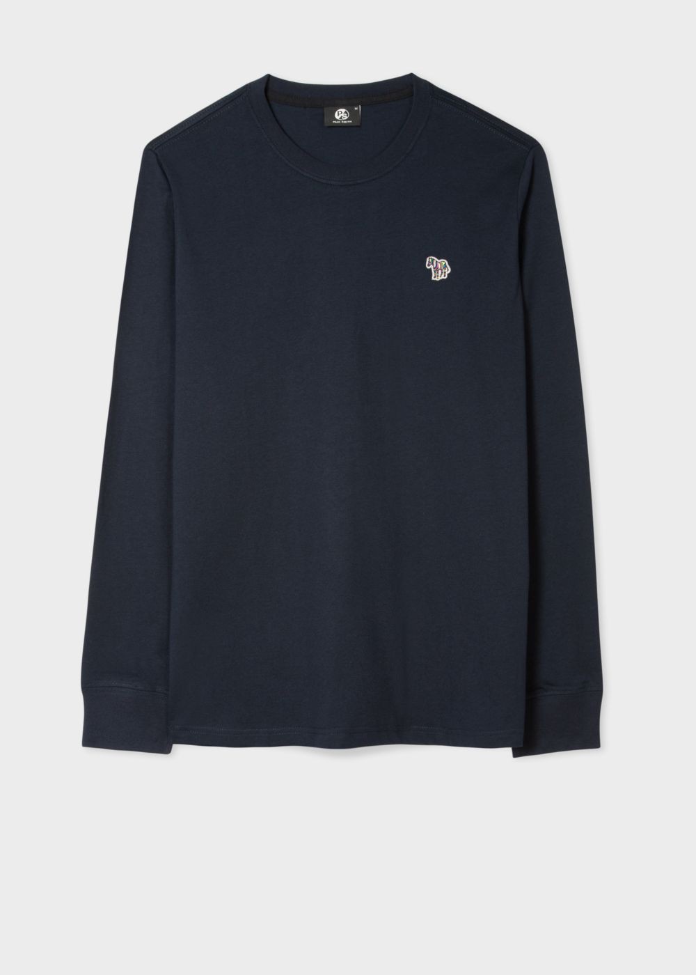 Paul Smith Men's Dark Navy Organic-Cotton Zebra Logo Long-Sleeve Tshirts