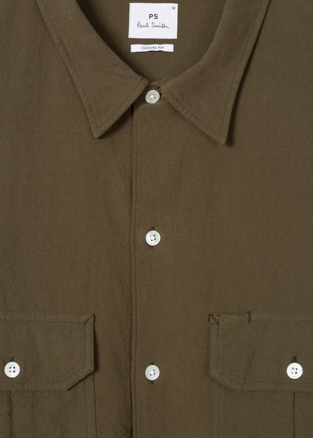 Paul Smith Mens's Classic-Fit Khaki Two-Pocket Textured Cotton T-Shirt