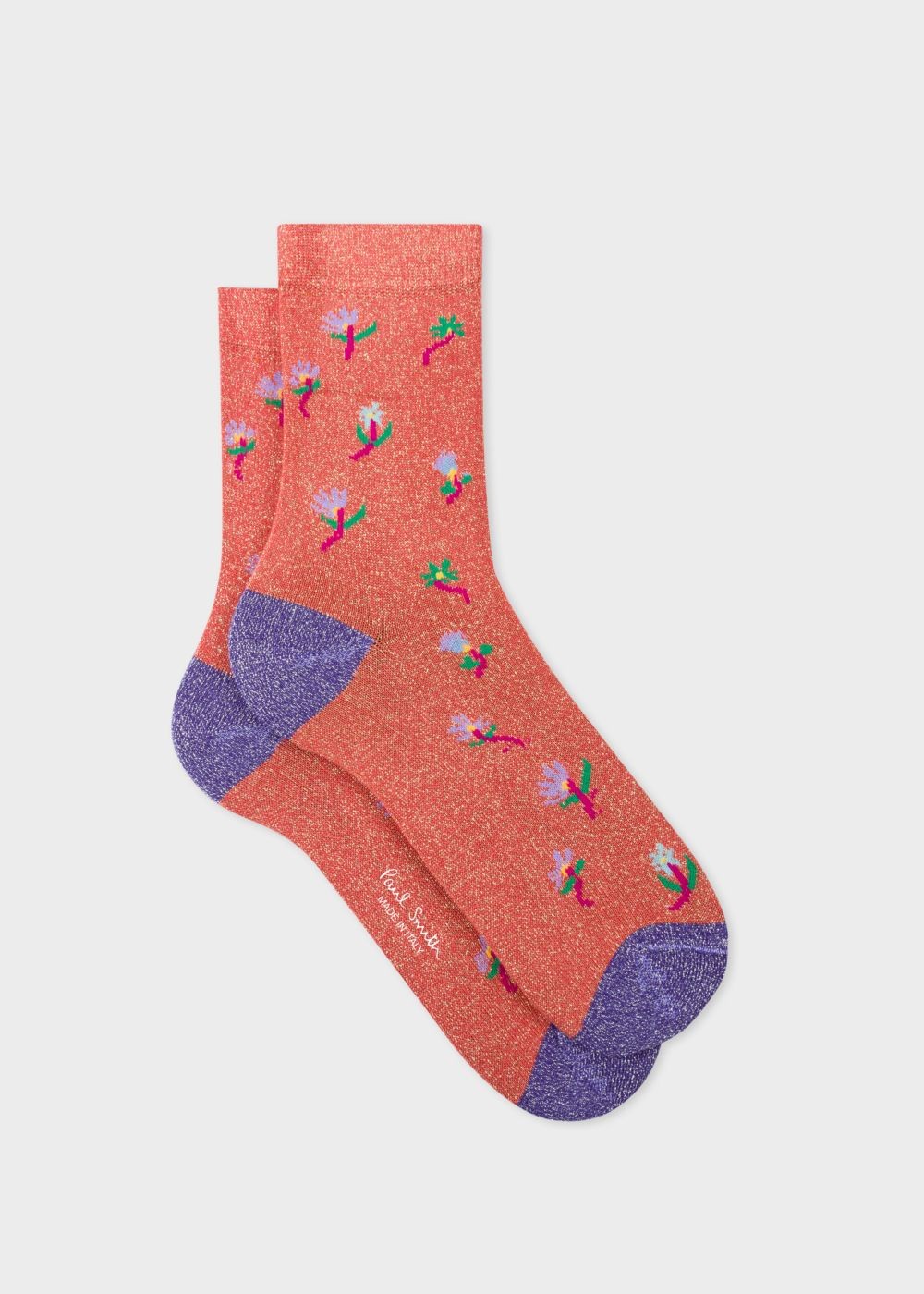 Paul Smith Lady's Coral 'daisy' Glitter Socks