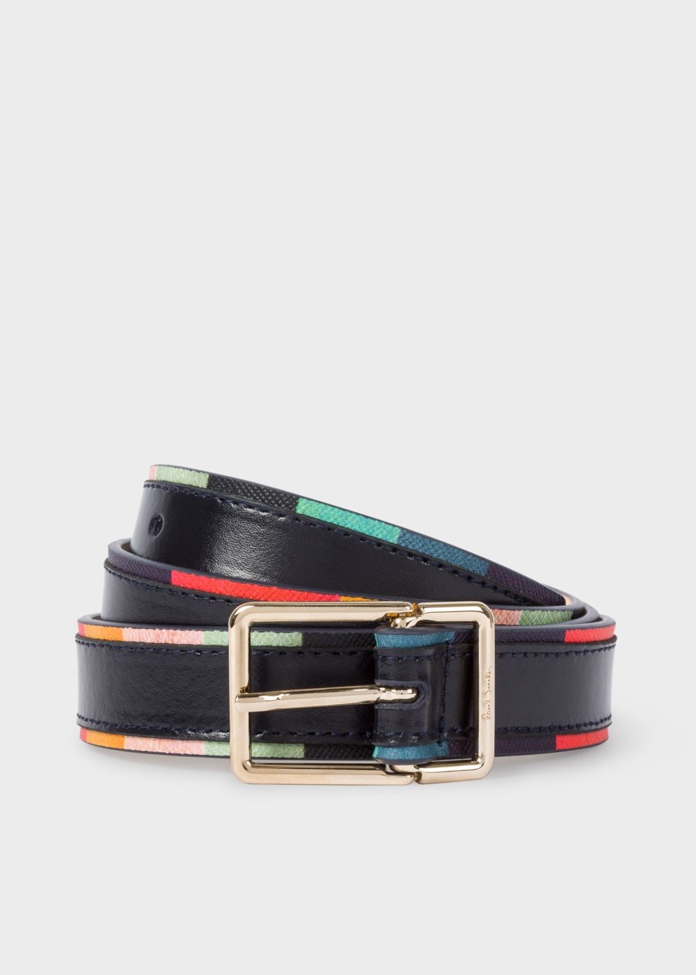 Paul Smith Womens's Navy 'artist Stripe' Edge Leather Belt
