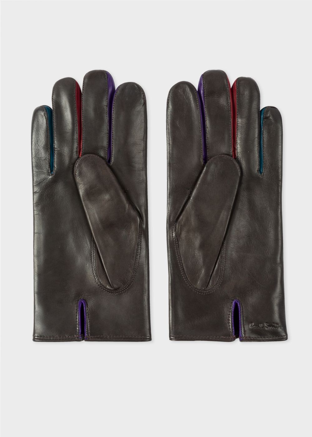Paul Smith Men's Brown Leather Concertina Gloves