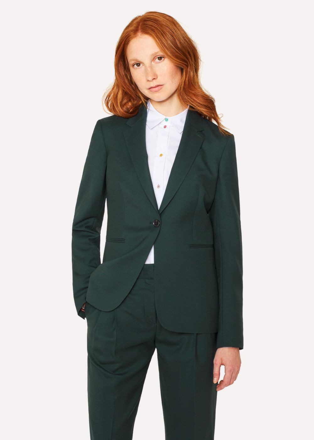 Paul Smith A Suit To Travel In - Womens's Dark Green One-Button Wool Suit