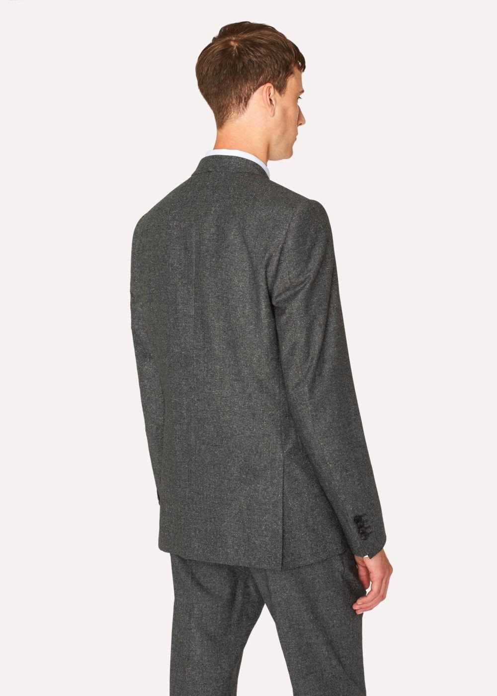 Paul Smith Men's Tailored-Fit Grey Tweed Wool And Silk-Blend Suit