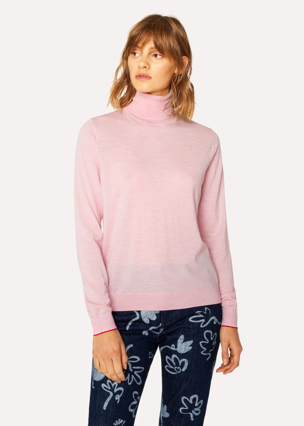 Paul Smith Women's Light Pink Wool Roll-Neck Sweater