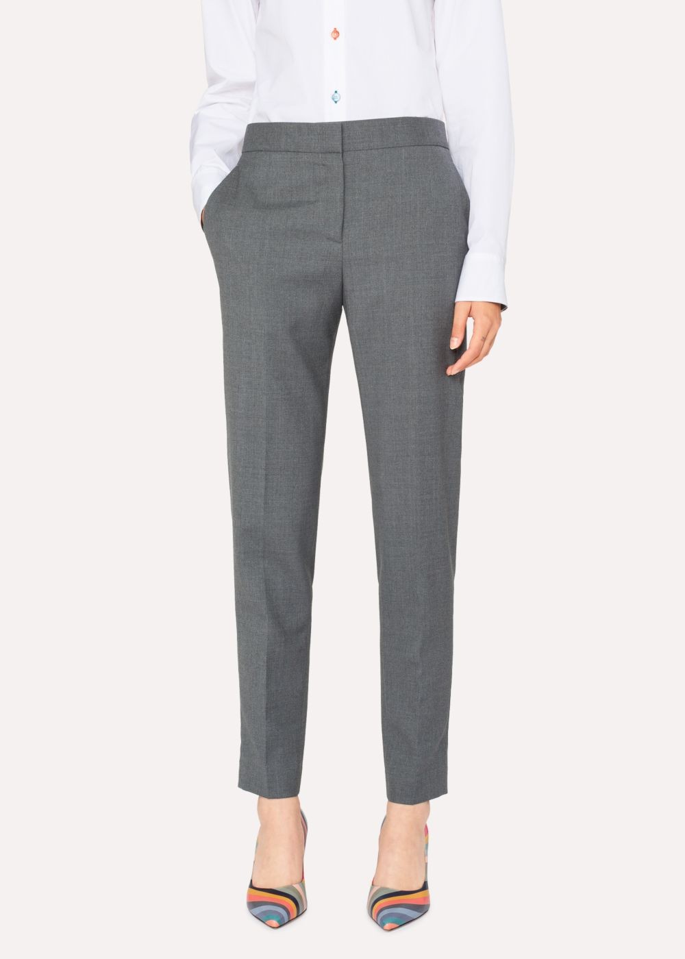 Paul Smith A Suit To Travel In - Women's Classic-Fit Grey Marl Wool Pants