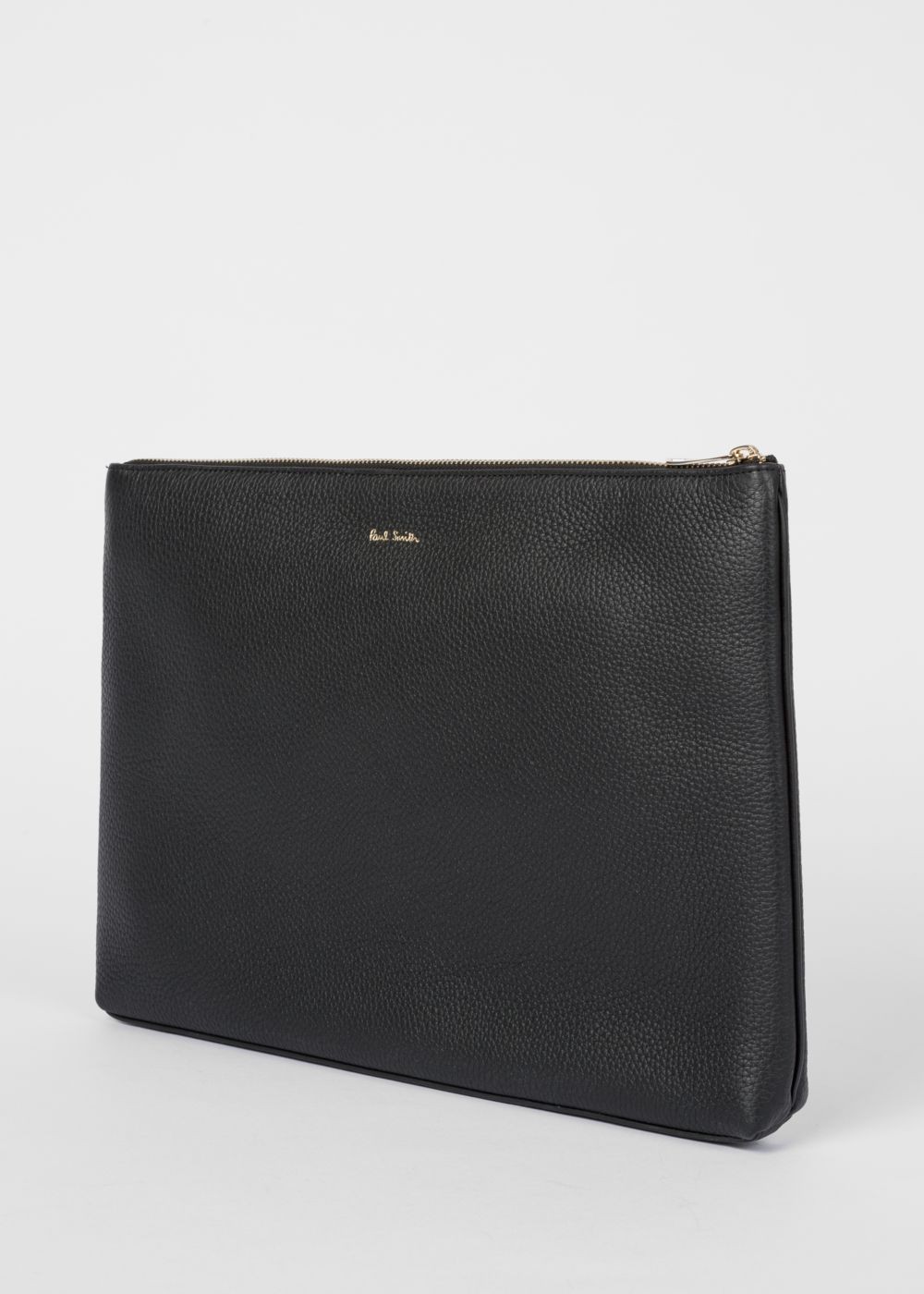 Paul Smith Men's Black 'bright Stripe' Leather Document Pouch Accessories