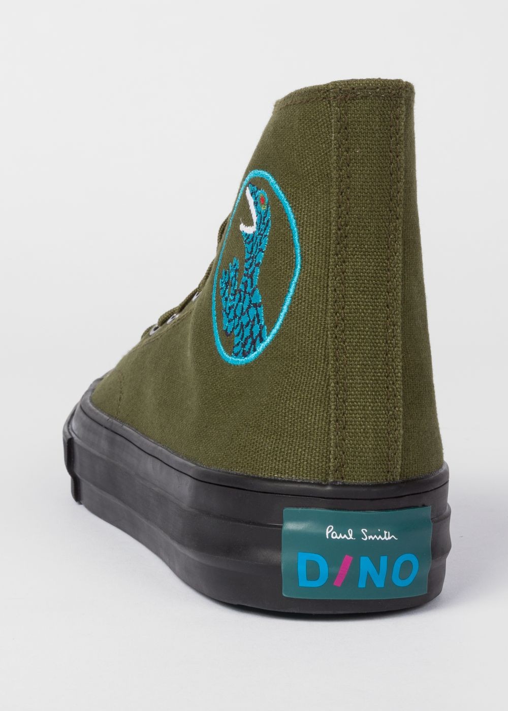 Paul Smith Men's Khaki Canvas 'kirk' Sneakers With 'dino' Embroidery