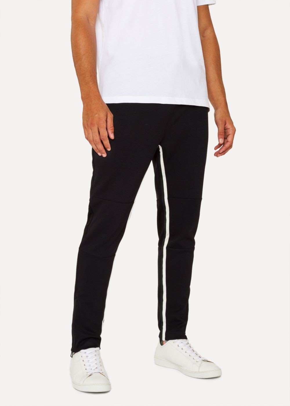 Paul Smith Men's Black Cotton-Viscose Panelled Stripe SweatPants