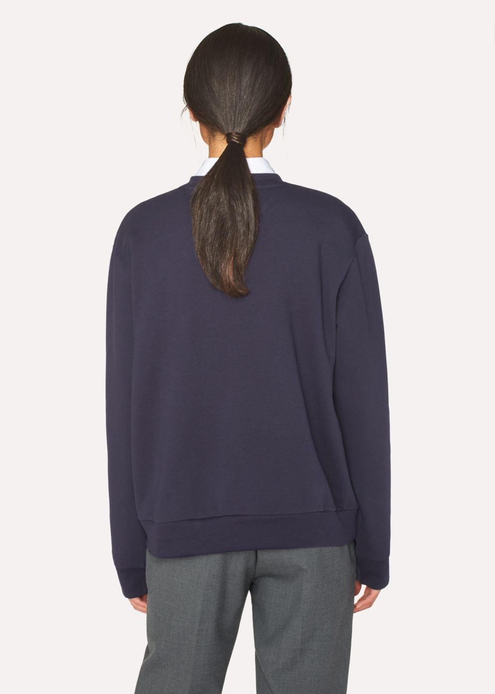 Paul Smith Lady's Dark Navy Embroidered Flowers Sweatshirt