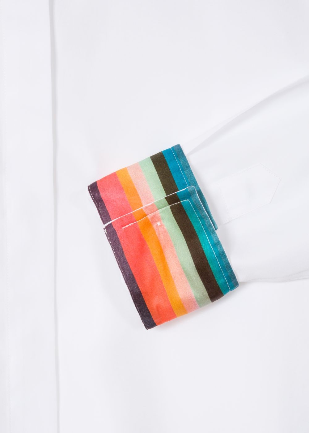 Paul Smith Womens's White Cotton Tee With 'artist Stripe' Cuff Linings