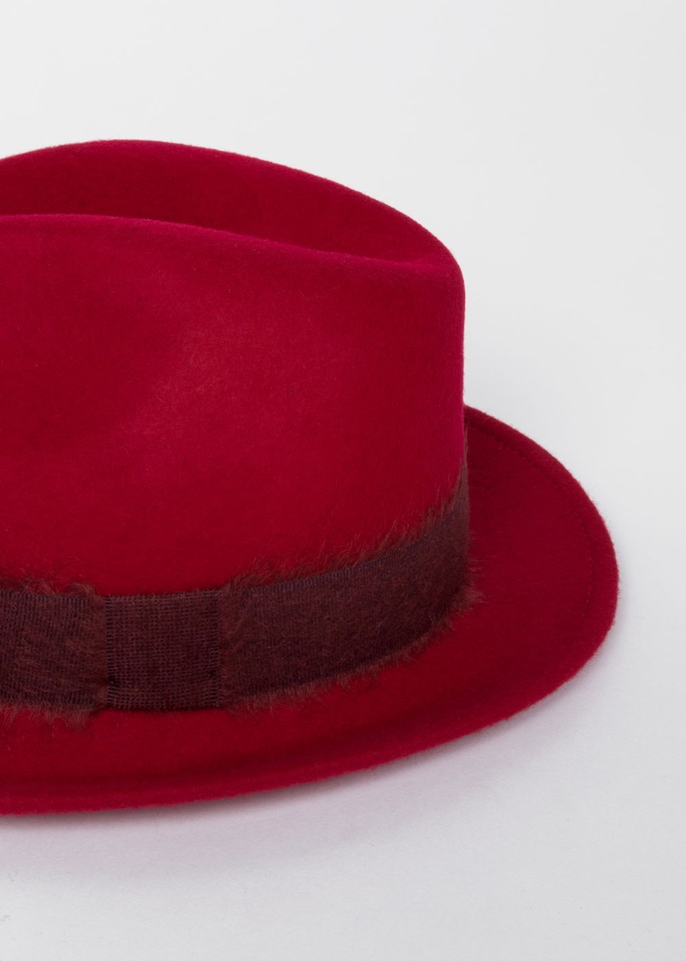 Paul Smith Men's Red Mohair-Band Wool Trilby Cap