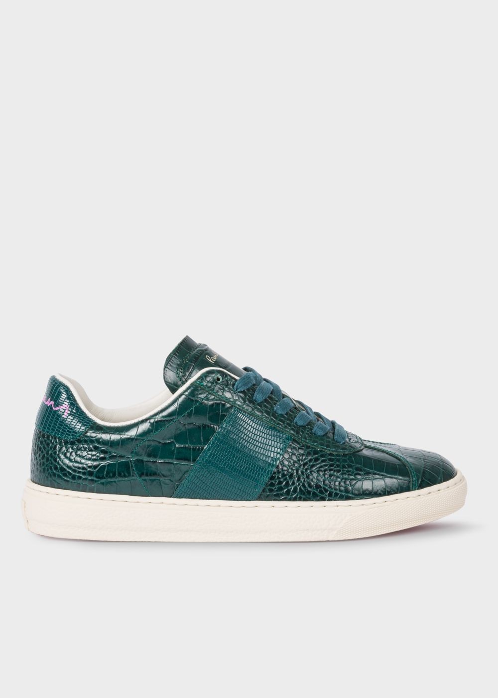 Paul Smith Lady's Teal Mock-Croc Leather 'levon' Sneaker
