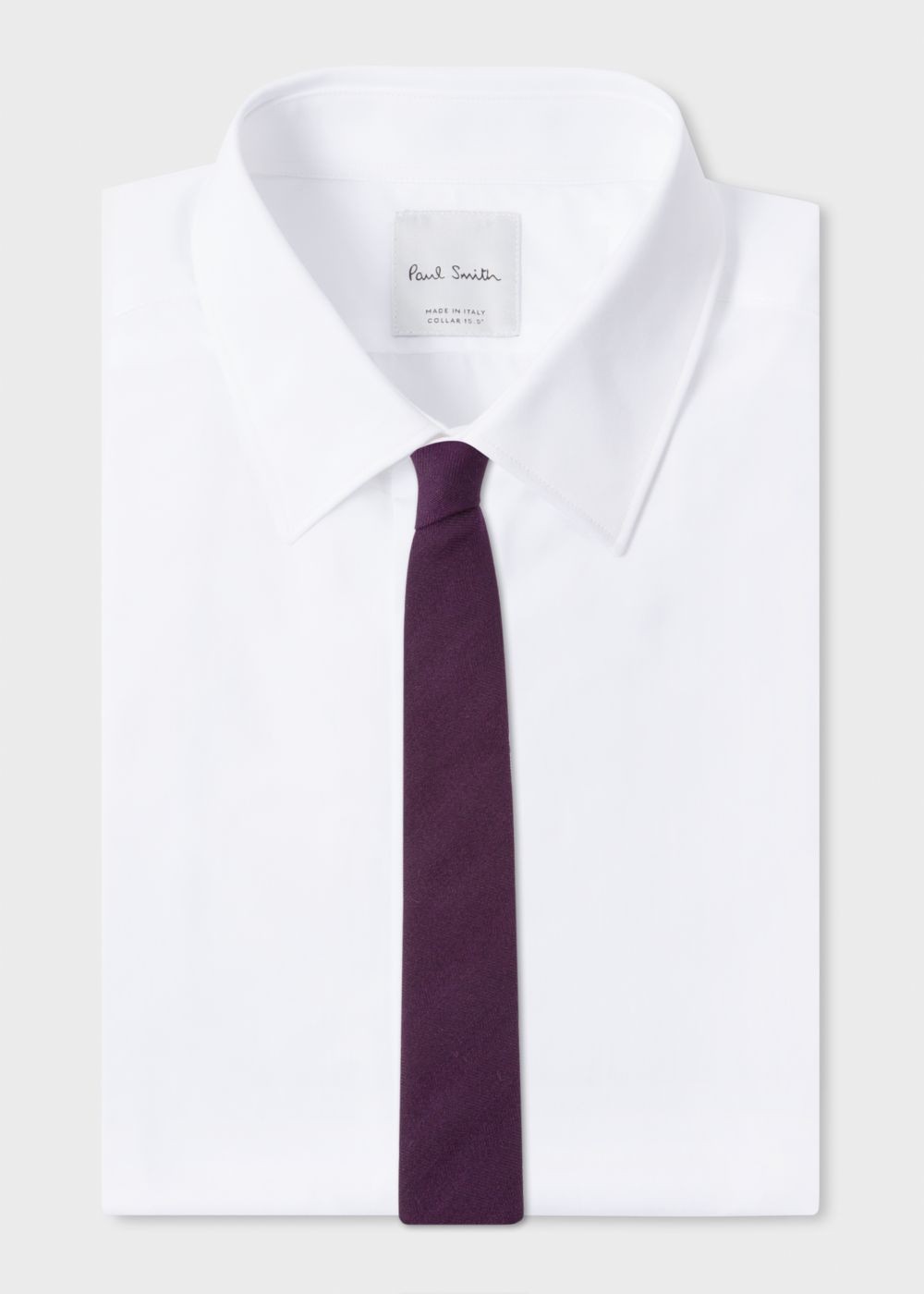 Paul Smith Men's Dark Purple Herringbone Pattern Narrow Silk Tie