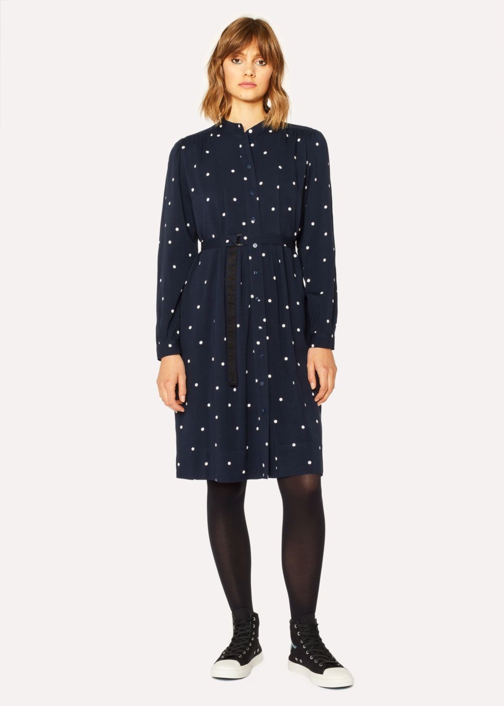 Paul Smith Women's Navy Polka Dot Henley Tshirt Dress
