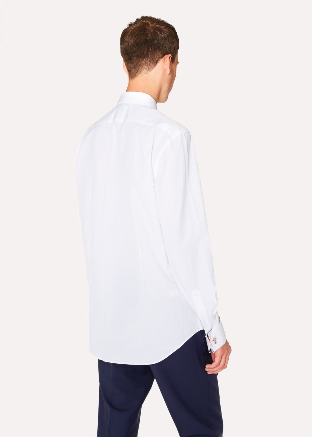 Paul Smith Mens's Tailored-Fit White Pleated-Bib Cotton Evening shirt With 'artist Stripe' Double Cuff
