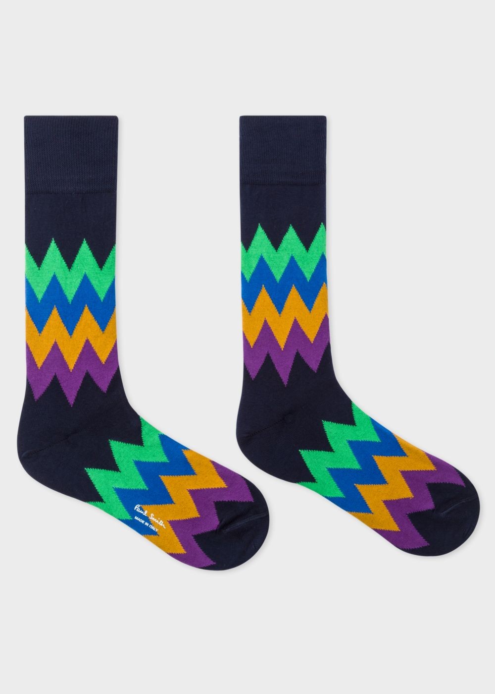 Paul Smith Mens's Navy Zig-Zag Stripe Socks