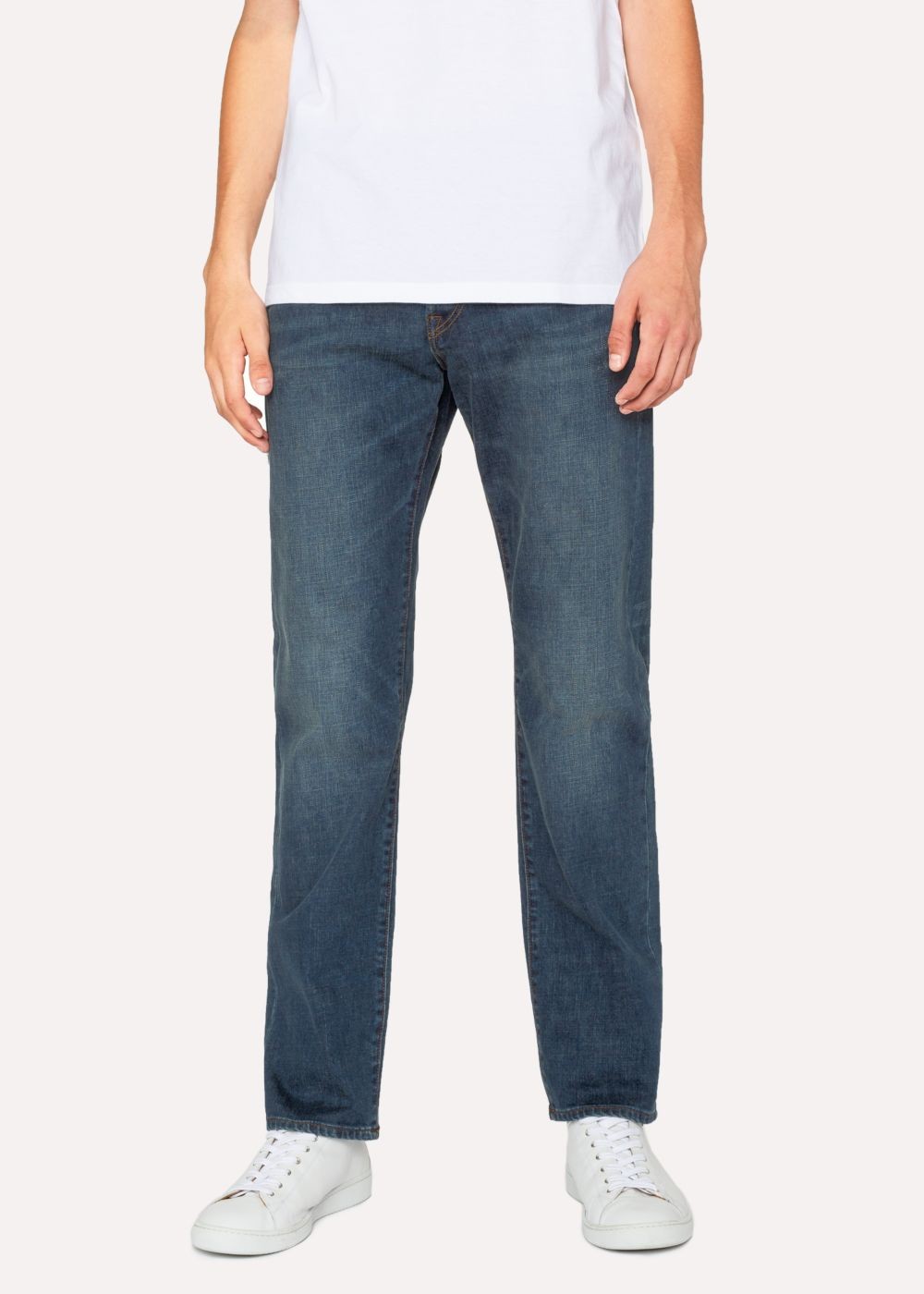 Paul Smith Men's Standard-Fit .8Oz 'super Soft Cross-Hatch' Blue-Rinse Jeans