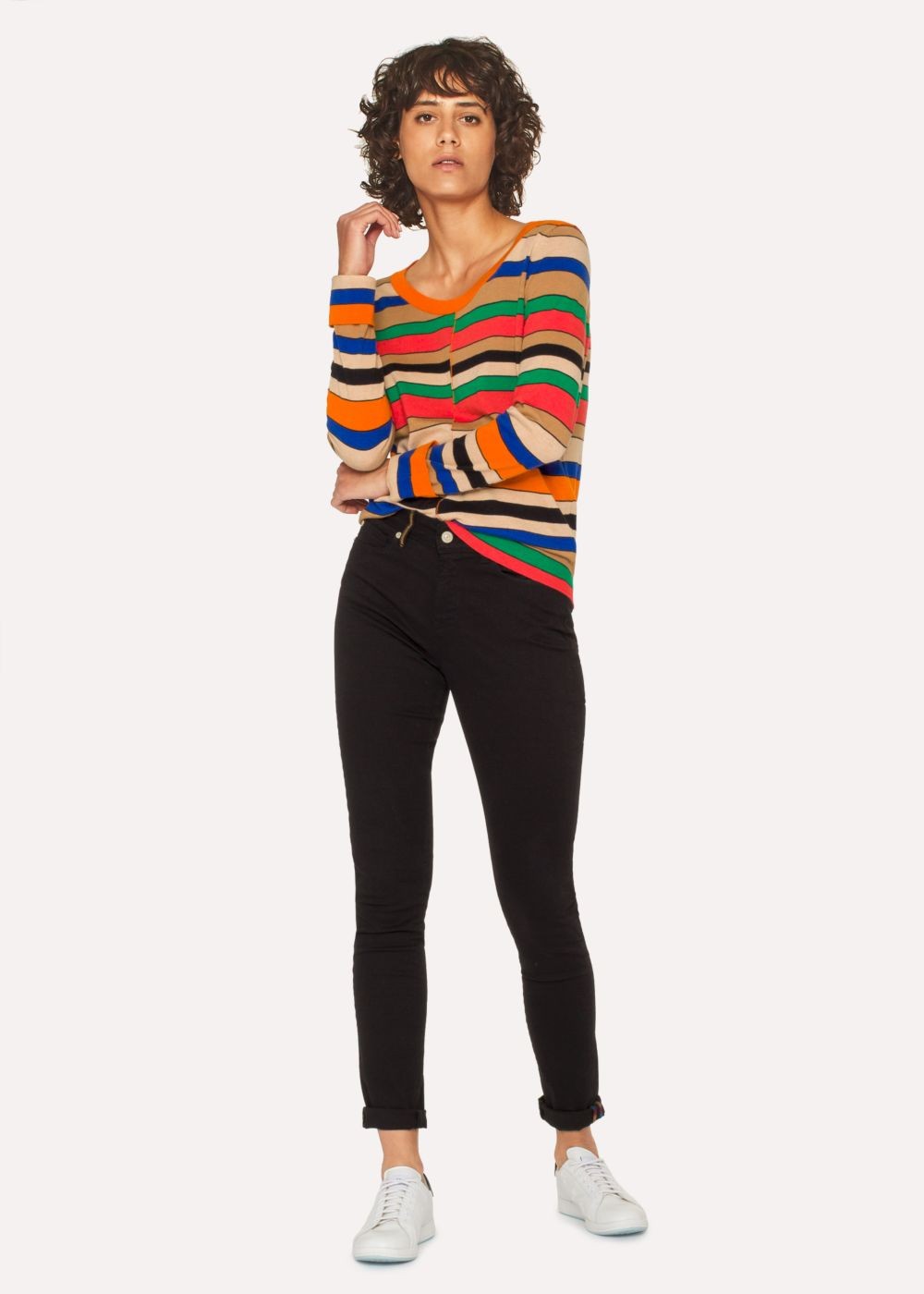 Paul Smith Lady's Multi-Coloured Stripe Scoop Neck Sweater