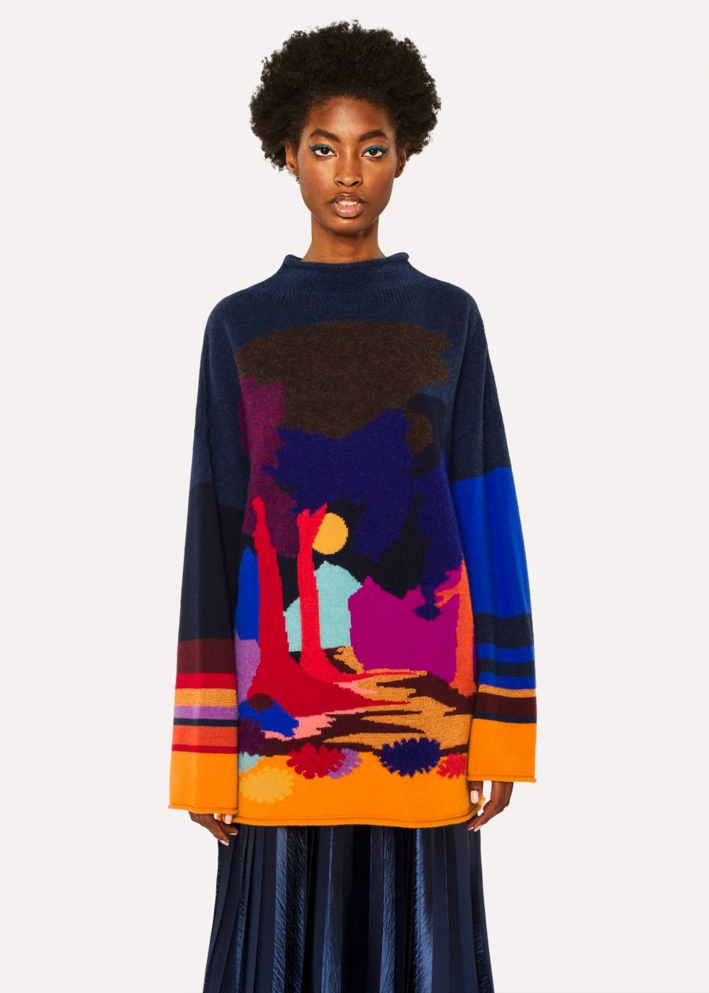Paul Smith Women's Wool-Blend 'dreamer' Intarsia Wide Neck Sweater
