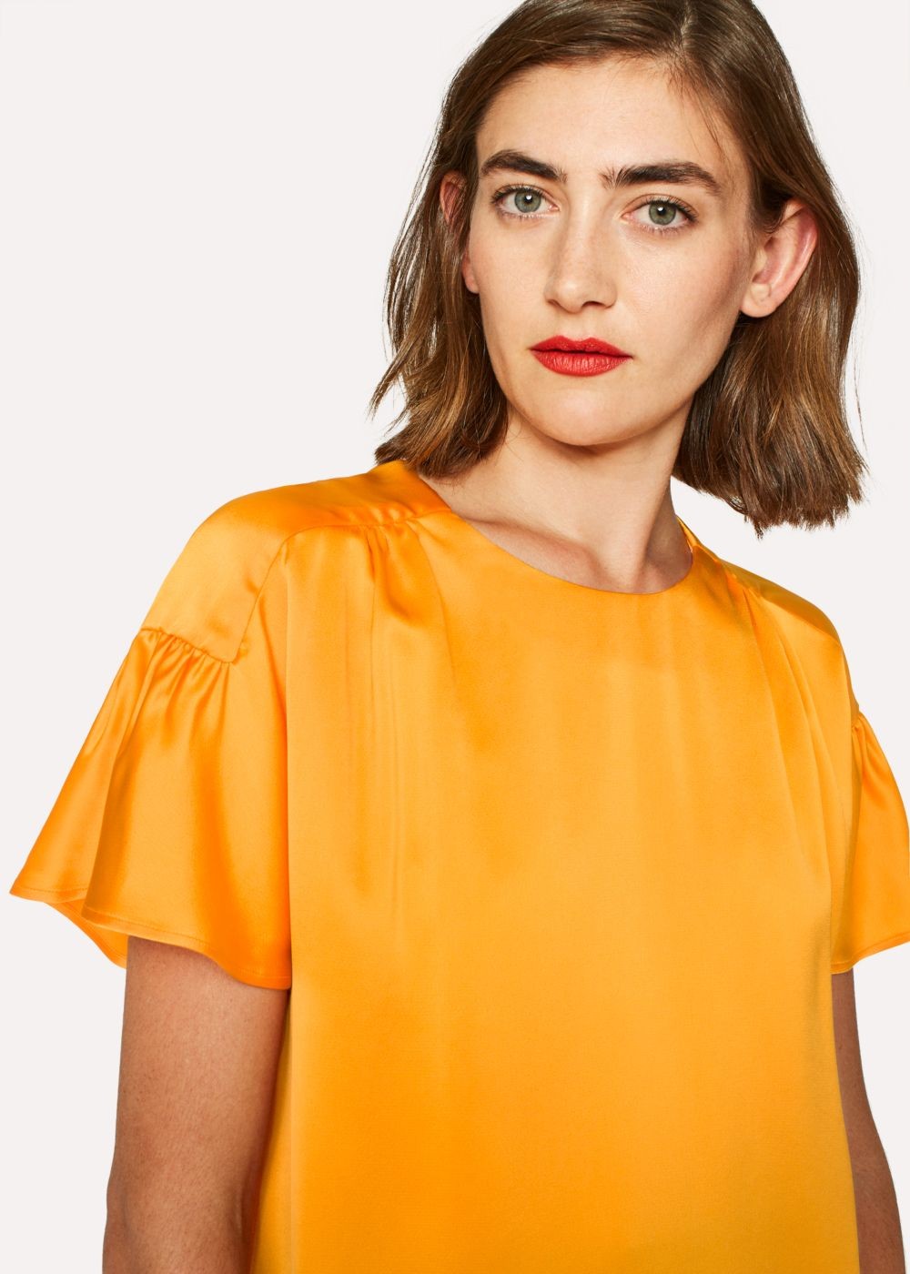 Paul Smith Women's Orange Satin Flute Sleeve Top