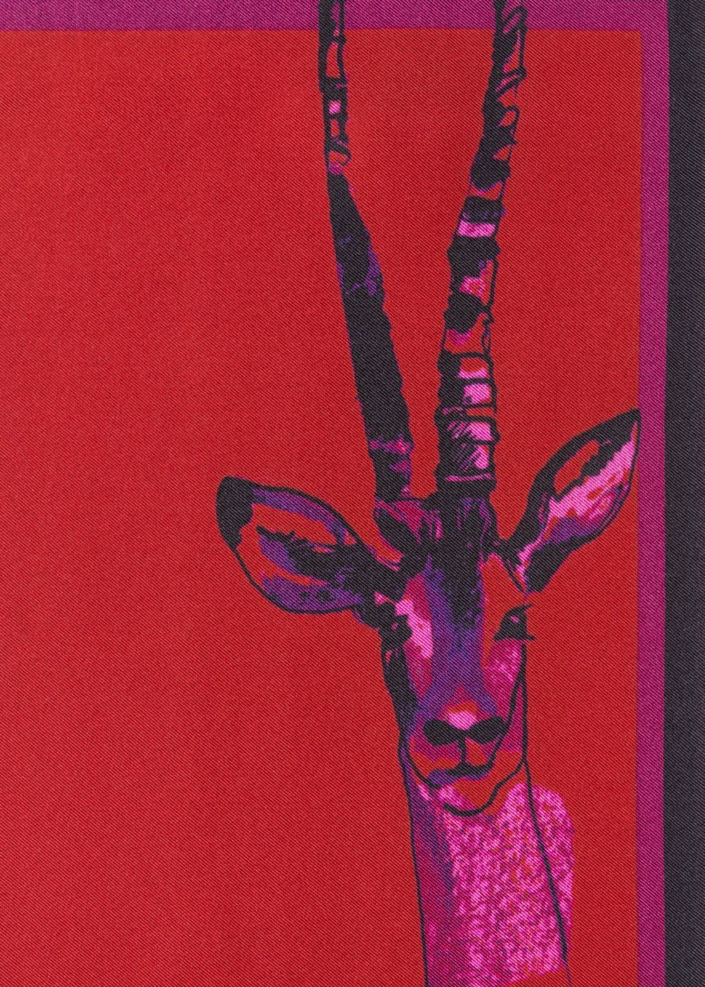 Paul Smith Men's Dark Red 'safari Animals' Print Silk Pocket Square Accessories