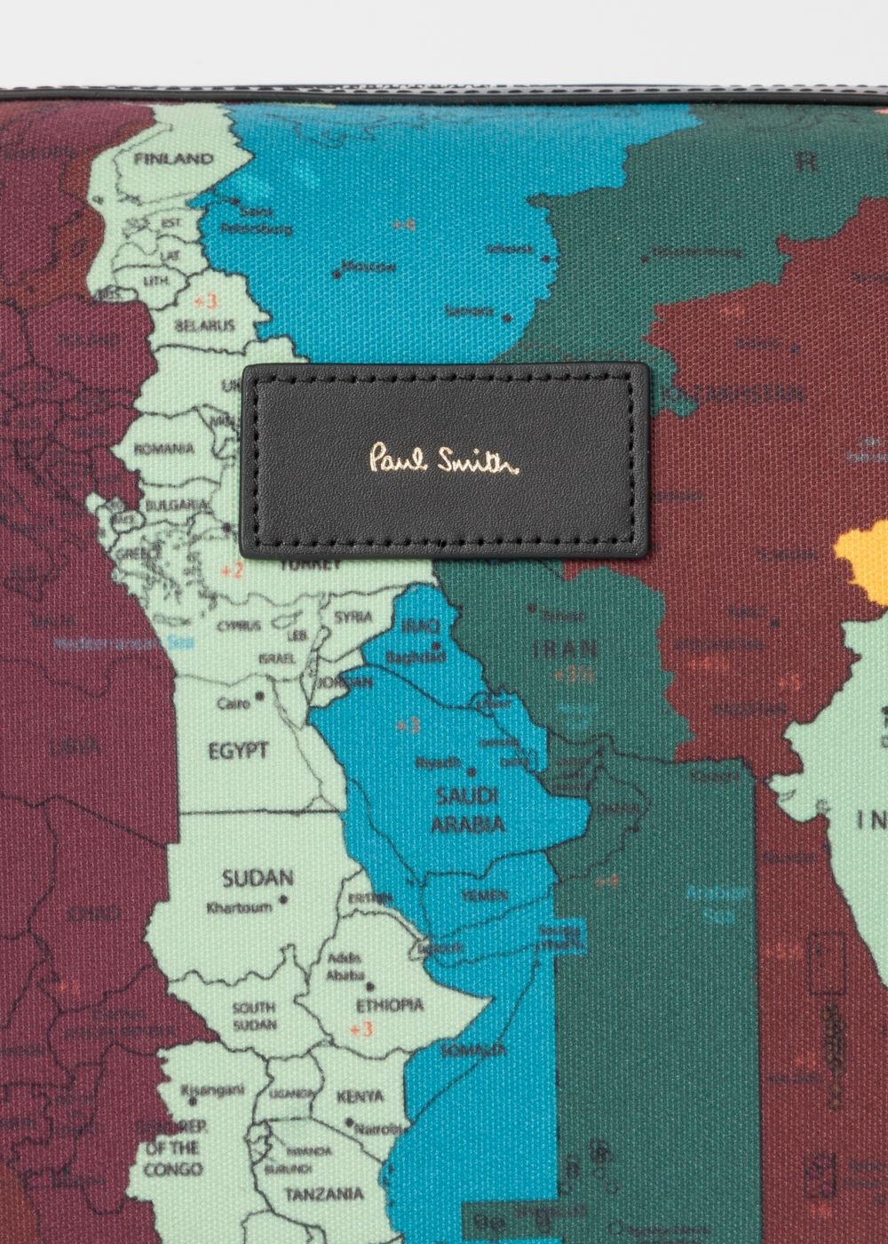 Paul Smith Men's Artist Stripe 'world Map' Print Canvas Wash Handbags