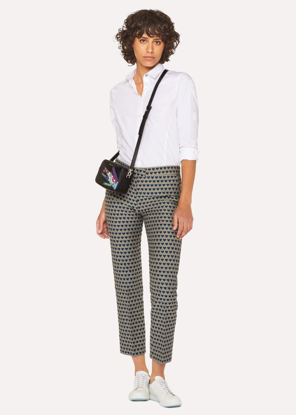 Paul Smith Women's White Slim-Fit Stretch-Cotton Tshirts With 'cycle Stripe' Cuff Linings