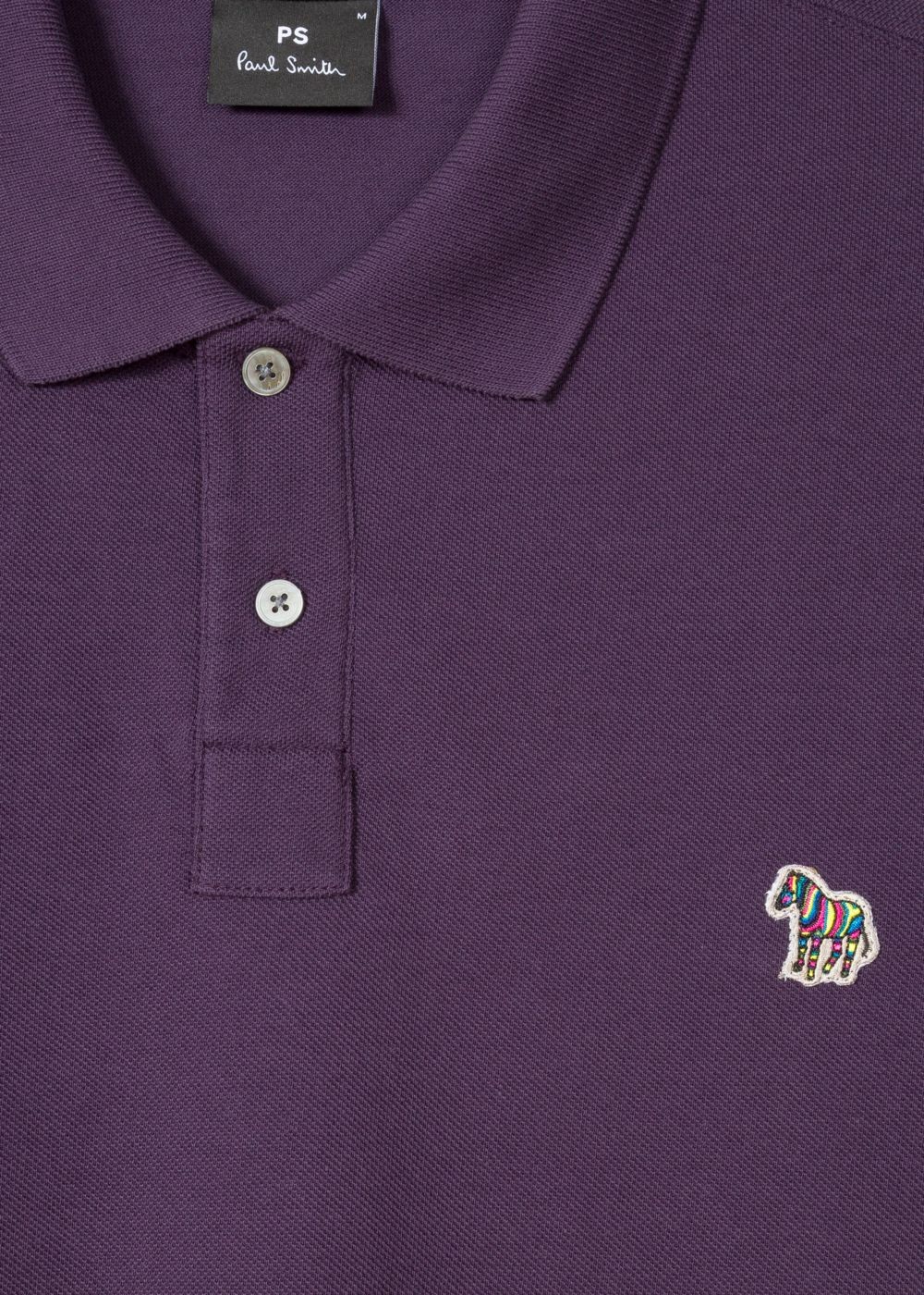 Paul Smith Mens's Dark Violet Organic Cotton-Piqué Zebra Logo Polo Tshirt