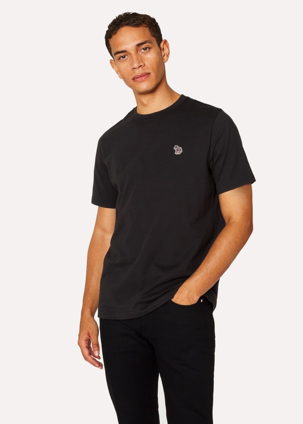 Paul Smith Mens's Black Organic-Cotton Zebra Logo T-Shirts