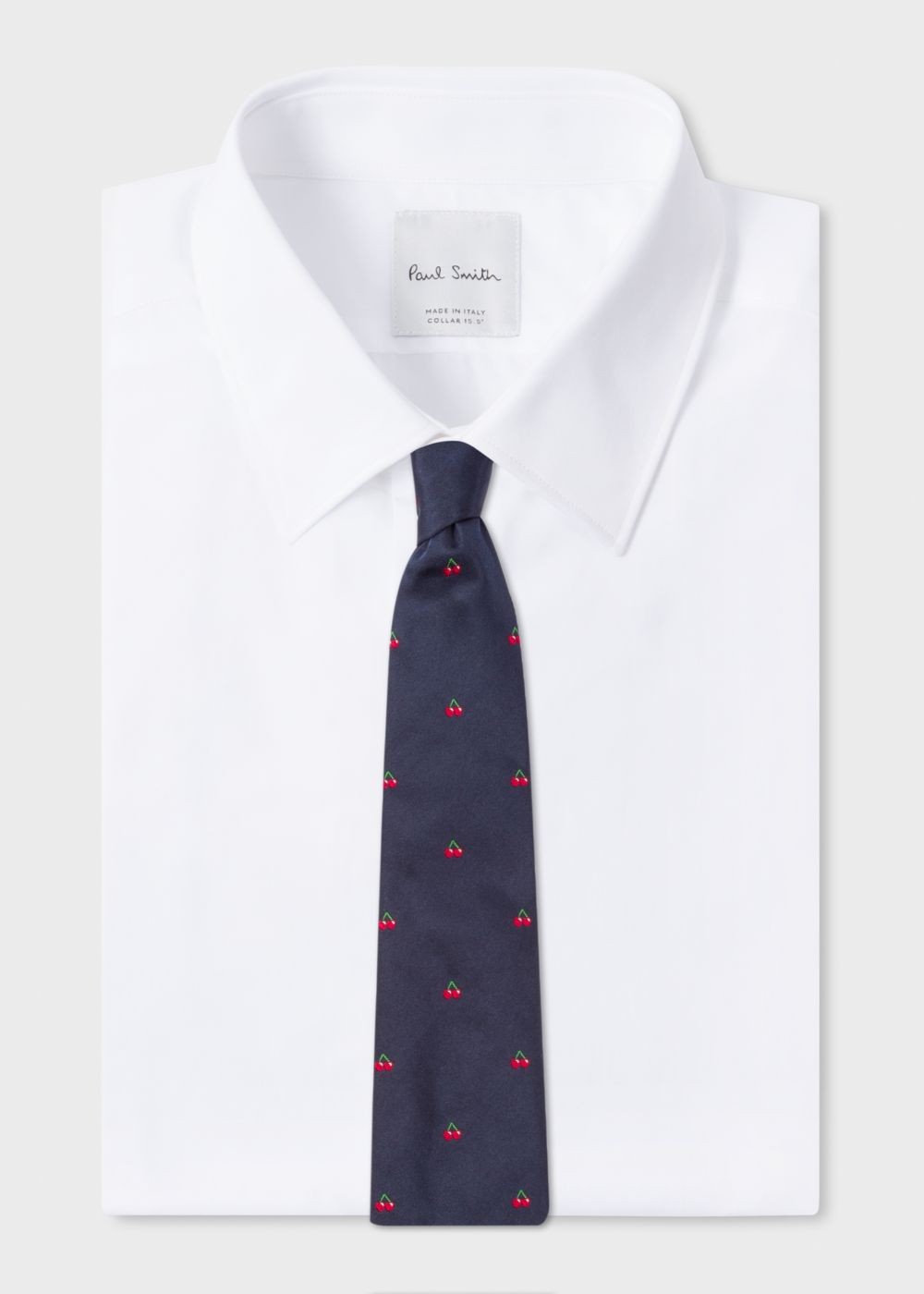 Paul Smith Men's Navy Embroidered Cherries Silk Tie