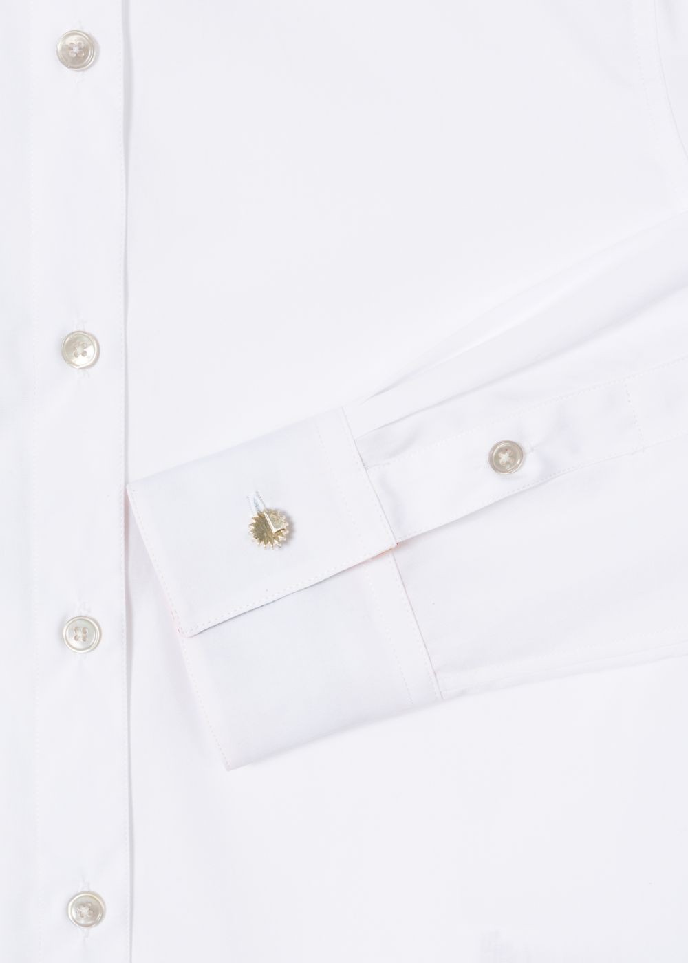 Paul Smith Womens's White Cotton-Twill Shirts With 'artist Stripe' Cuff Linings And Charm Button