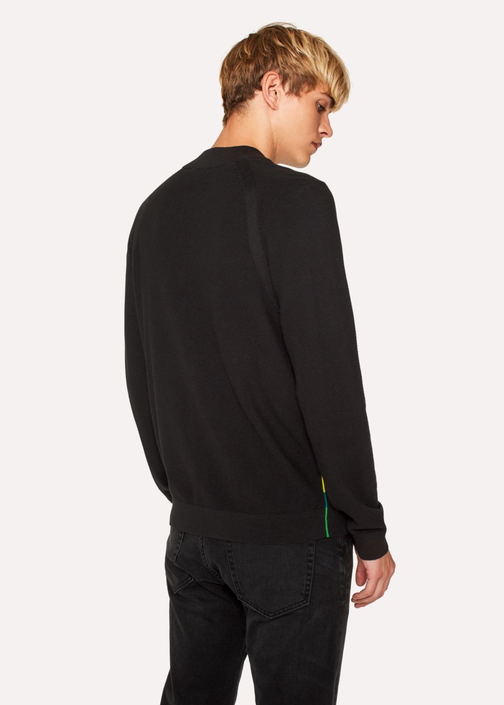 Paul Smith Men's Black Cardigan With 'cycle Stripe' Stitch Detail Clothing